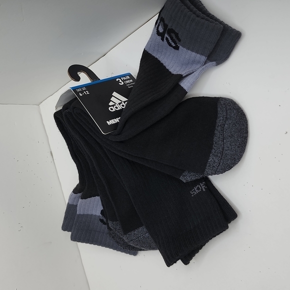 ADIDAS MEN'S CUSHIONED ATHLETIC SOCKS BLACK - Picture 4 of 4